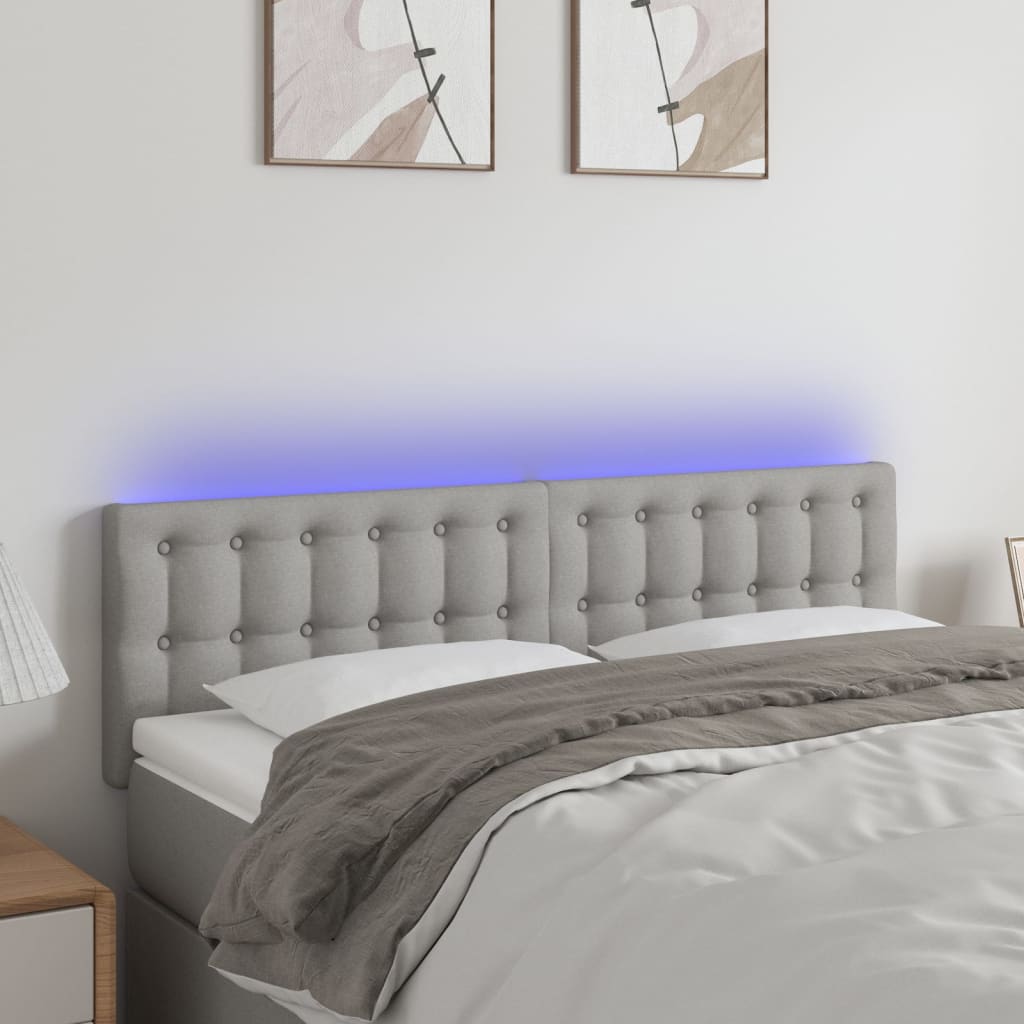 Hoofdbord LED 144x5x78/88 cm stof lichtgrijs