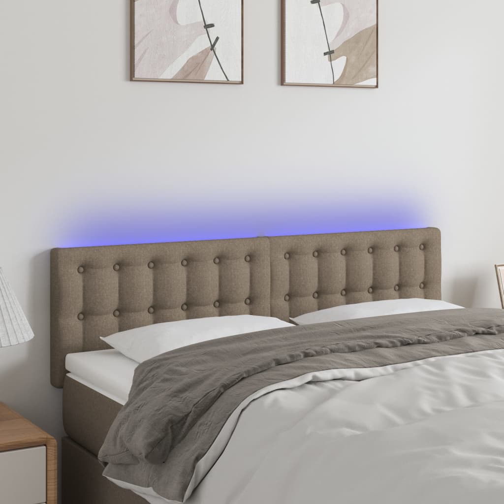 Hoofdbord LED 144x5x78/88 cm stof taupe – afbeelding 1