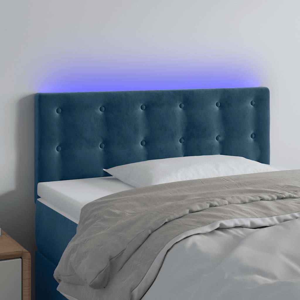 Hoofdbord LED 100x5x78/88 cm fluweel donkerblauw – afbeelding 1