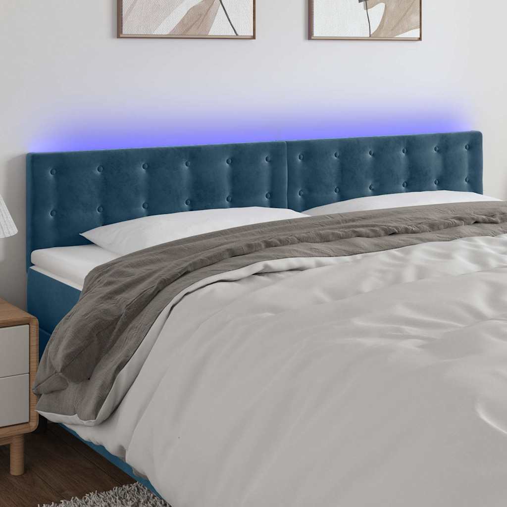 Hoofdbord LED 180x5x78/88 cm fluweel donkerblauw – afbeelding 1