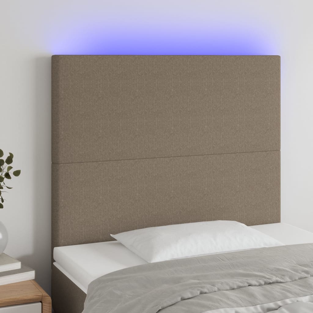 Hoofdbord LED 80x5x118/128 cm stof taupe – afbeelding 1