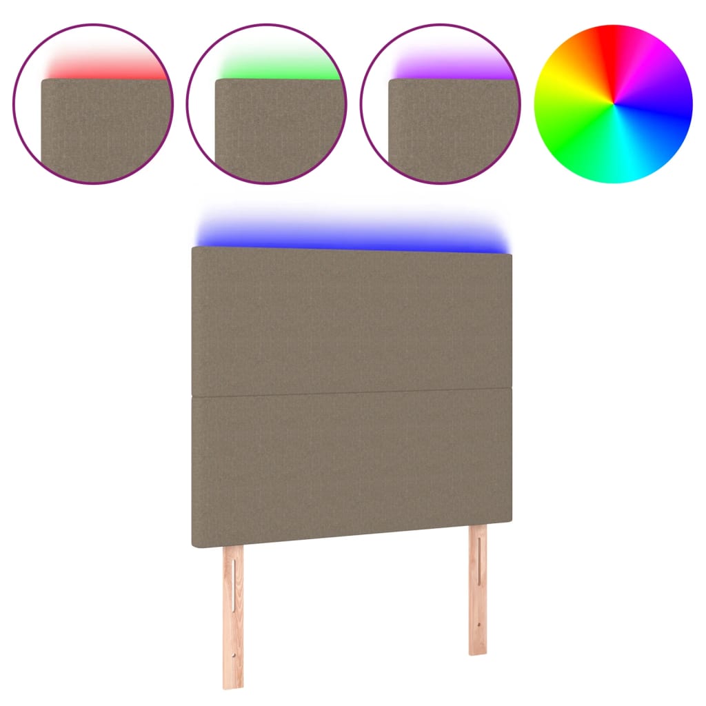 Hoofdbord LED 80x5x118/128 cm stof taupe – afbeelding 2
