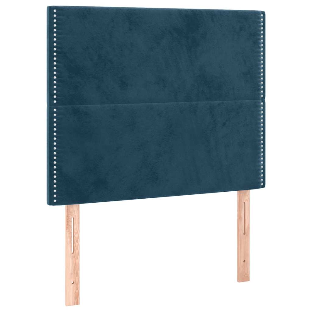 Hoofdbord LED 90x5x118/128 cm fluweel donkerblauw – afbeelding 4