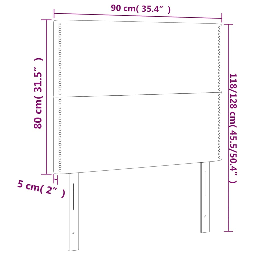 Hoofdbord LED 90x5x118/128 cm fluweel donkerblauw – afbeelding 7
