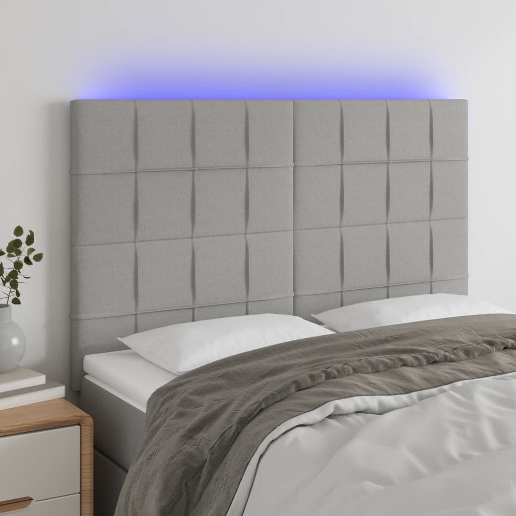 Hoofdbord LED 144x5x118/128 cm stof lichtgrijs – afbeelding 1