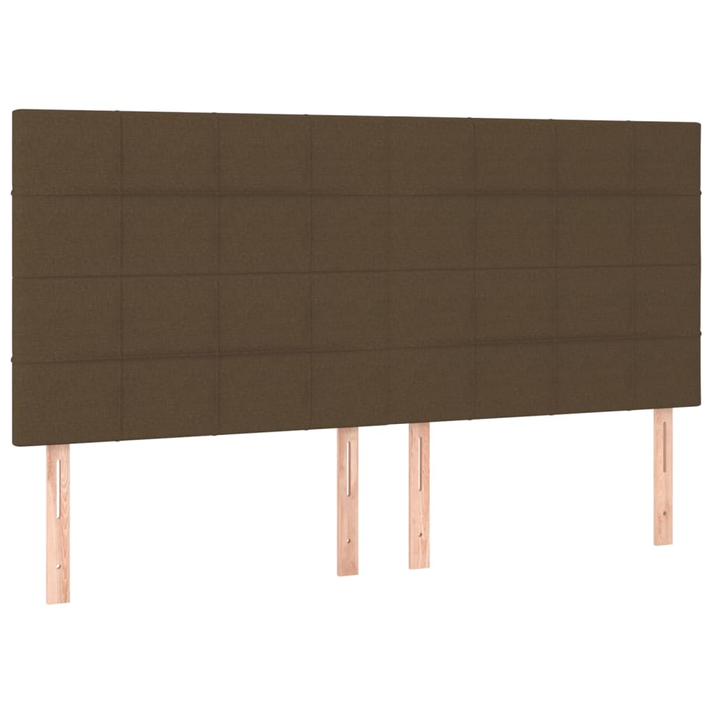 Hoofdbord LED 180x5x118/128 cm stof donkerbruin – afbeelding 4