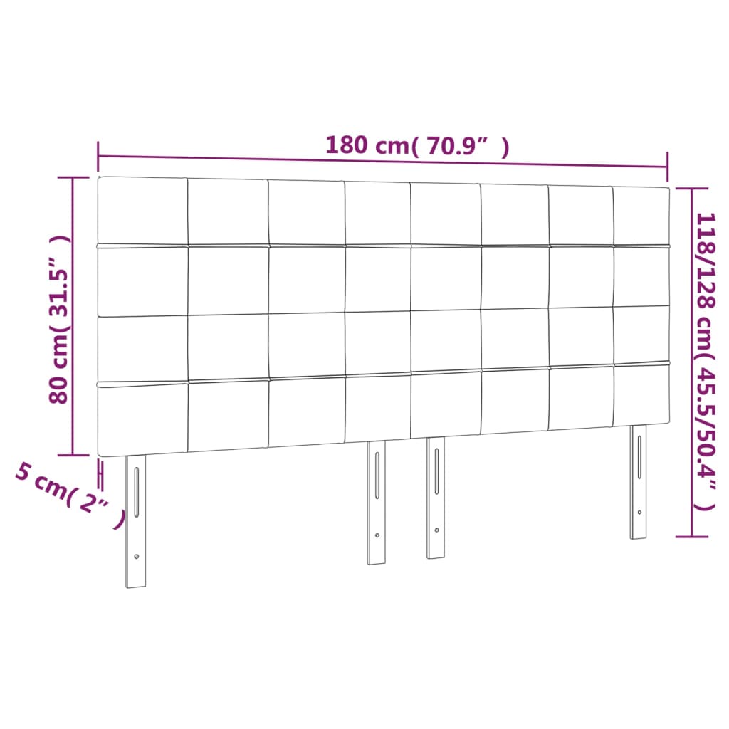 Hoofdbord LED 180x5x118/128 cm stof donkerbruin – afbeelding 6