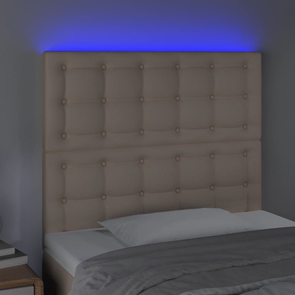 Hoofdbord LED 80x5x118/128 cm kunstleer cappuccinokleurig – afbeelding 3