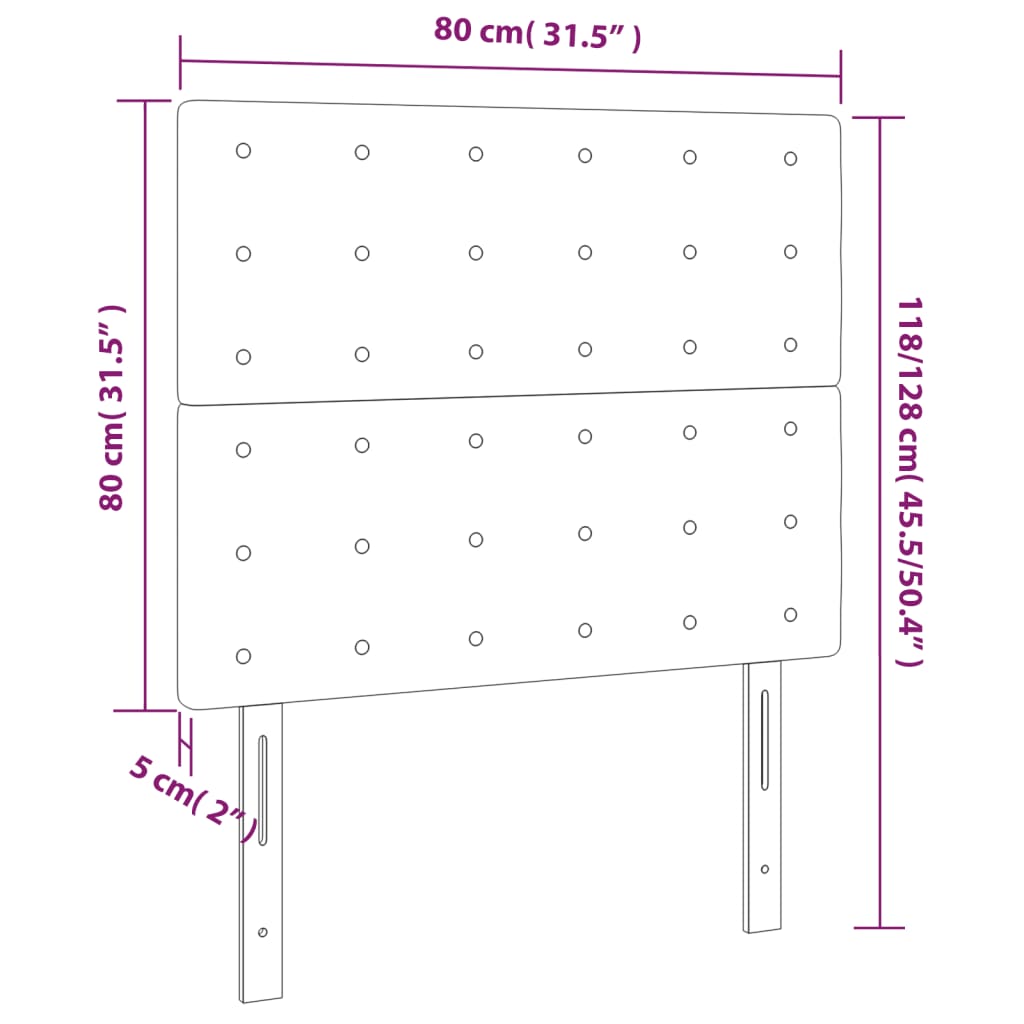 Hoofdbord LED 80x5x118/128 cm kunstleer cappuccinokleurig – afbeelding 6