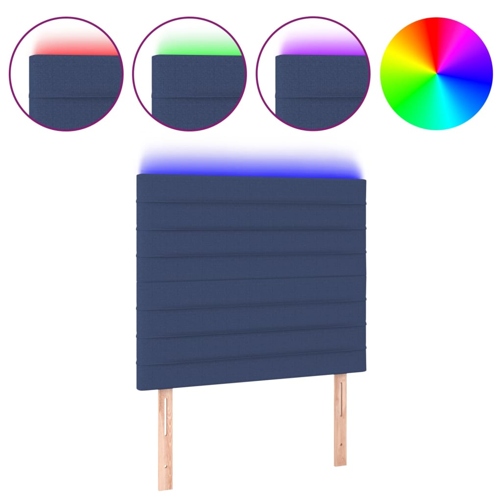 Hoofdbord LED 80x5x118/128 cm stof blauw – afbeelding 2
