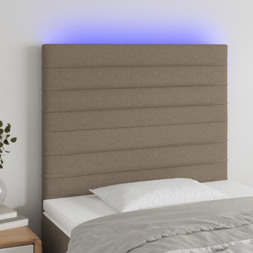 Hoofdbord LED 100x5x118/128 cm stof taupe – afbeelding 1