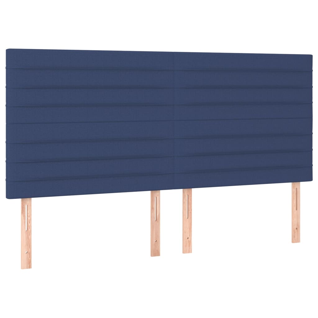 Hoofdbord LED 180x5x118/128 cm stof blauw – afbeelding 4