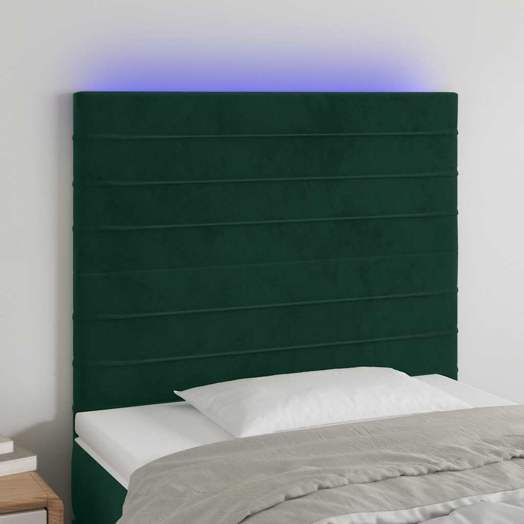 Hoofdbord LED 80x5x118/128 cm fluweel donkergroen