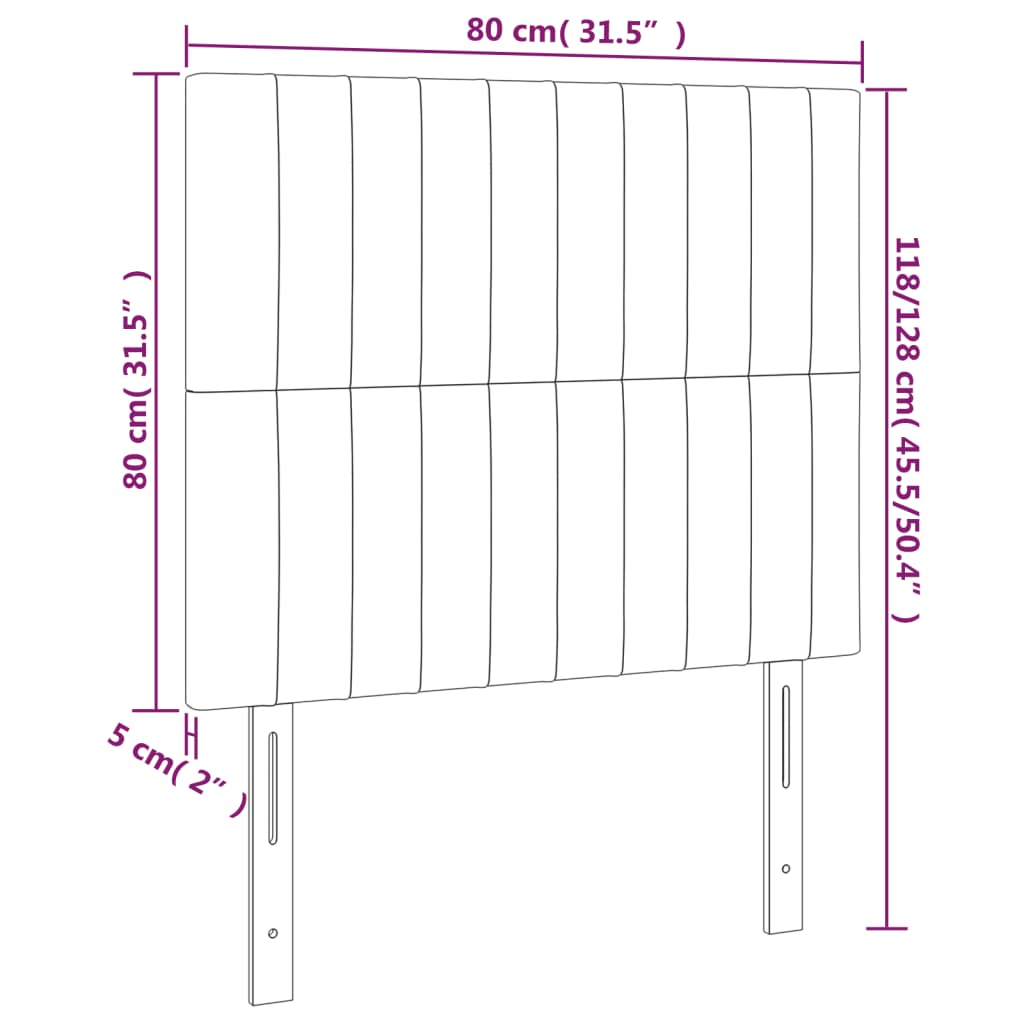 Hoofdbord LED 80x5x118/128 cm stof crèmekleurig – afbeelding 6
