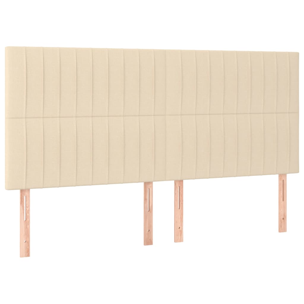 Hoofdbord LED 200x5x118/128 cm stof crèmekleurig – afbeelding 4