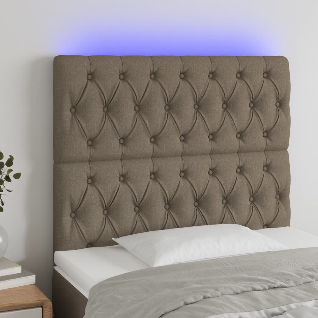 Hoofdbord LED 90x7x118/128 cm stof taupe – afbeelding 1