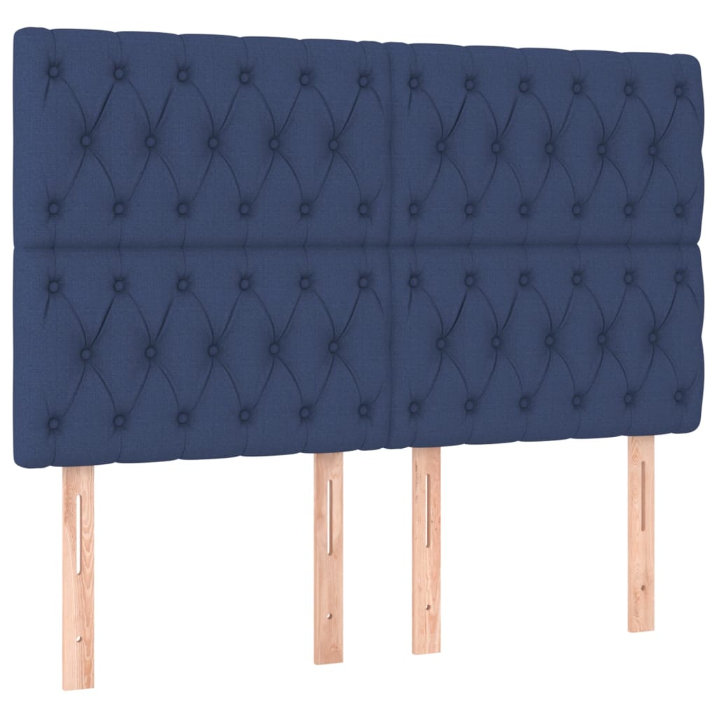 Hoofdbord LED 144x7x118/128 cm stof blauw – afbeelding 4