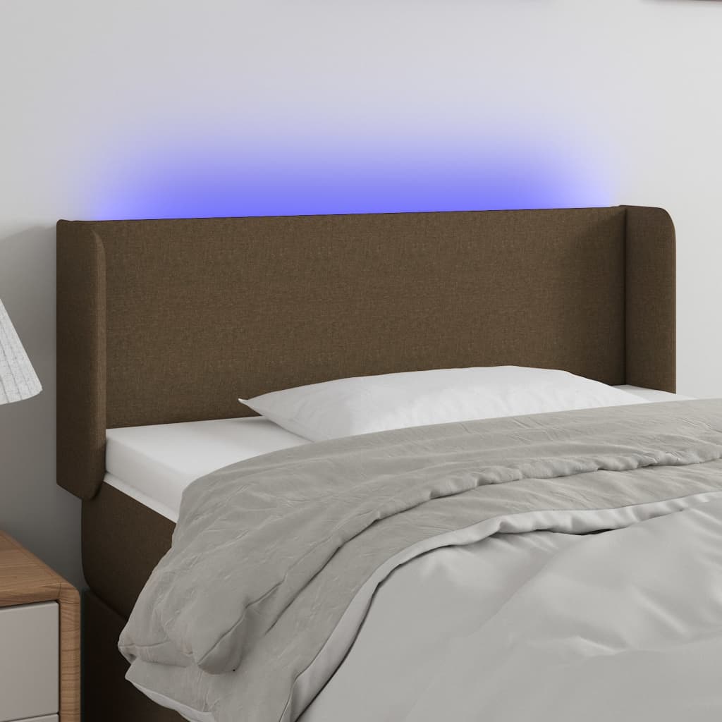 Hoofdbord LED 93x16x78/88 cm stof donkerbruin