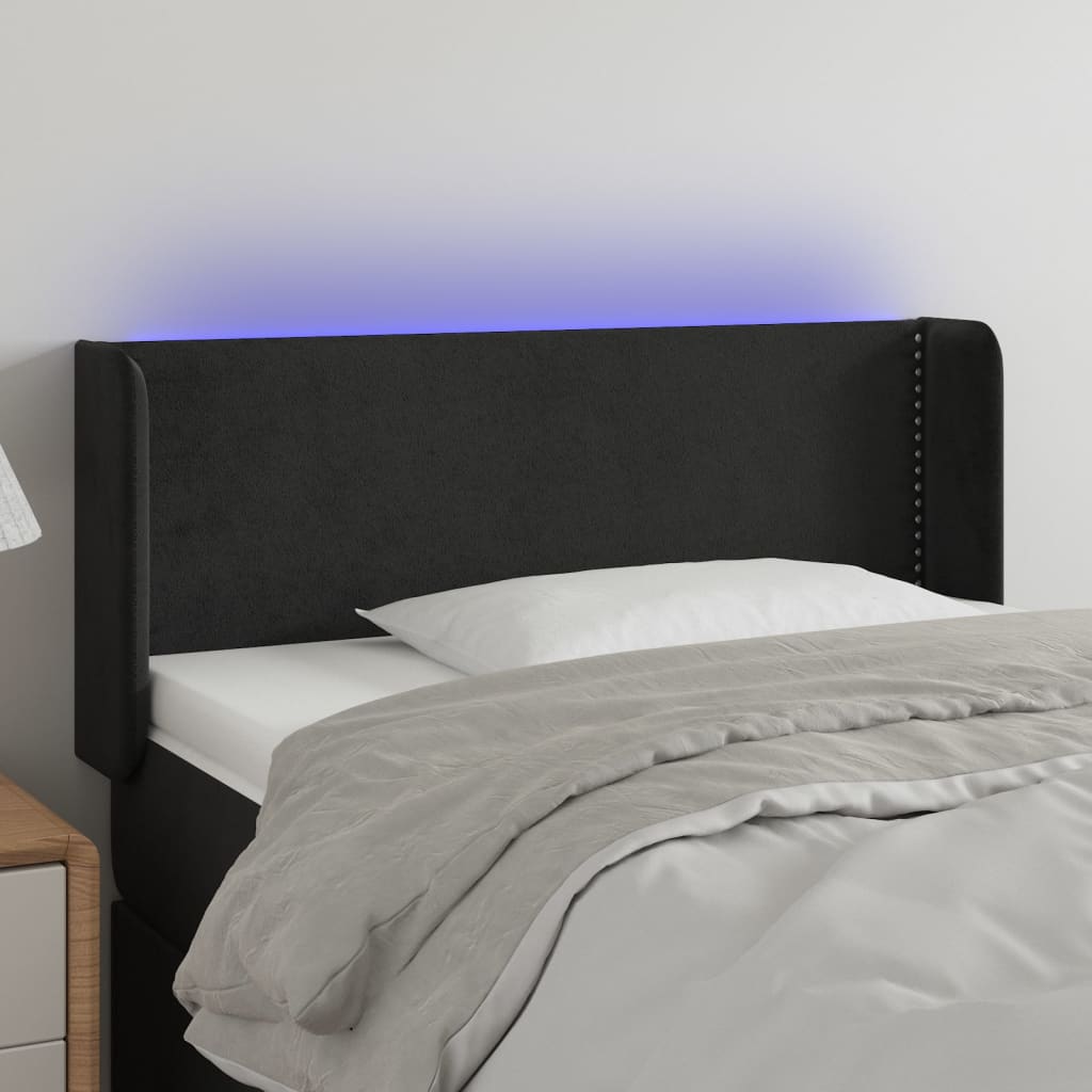 Hoofdbord LED 93x16x78/88 cm fluweel zwart – afbeelding 1