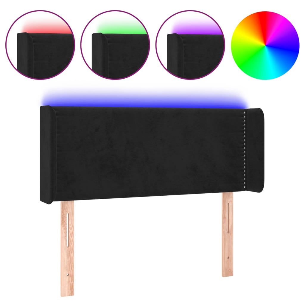 Hoofdbord LED 93x16x78/88 cm fluweel zwart – afbeelding 2