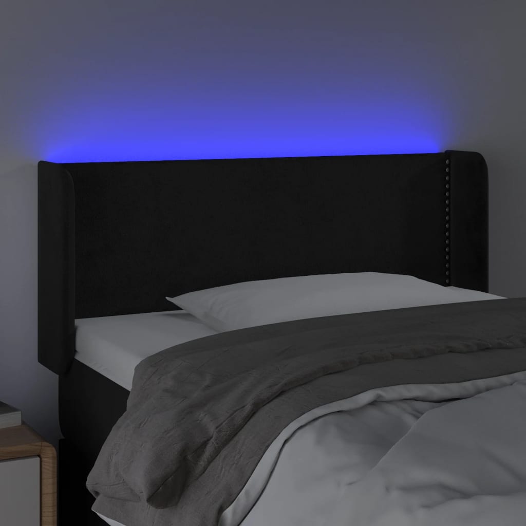 Hoofdbord LED 93x16x78/88 cm fluweel zwart – afbeelding 4