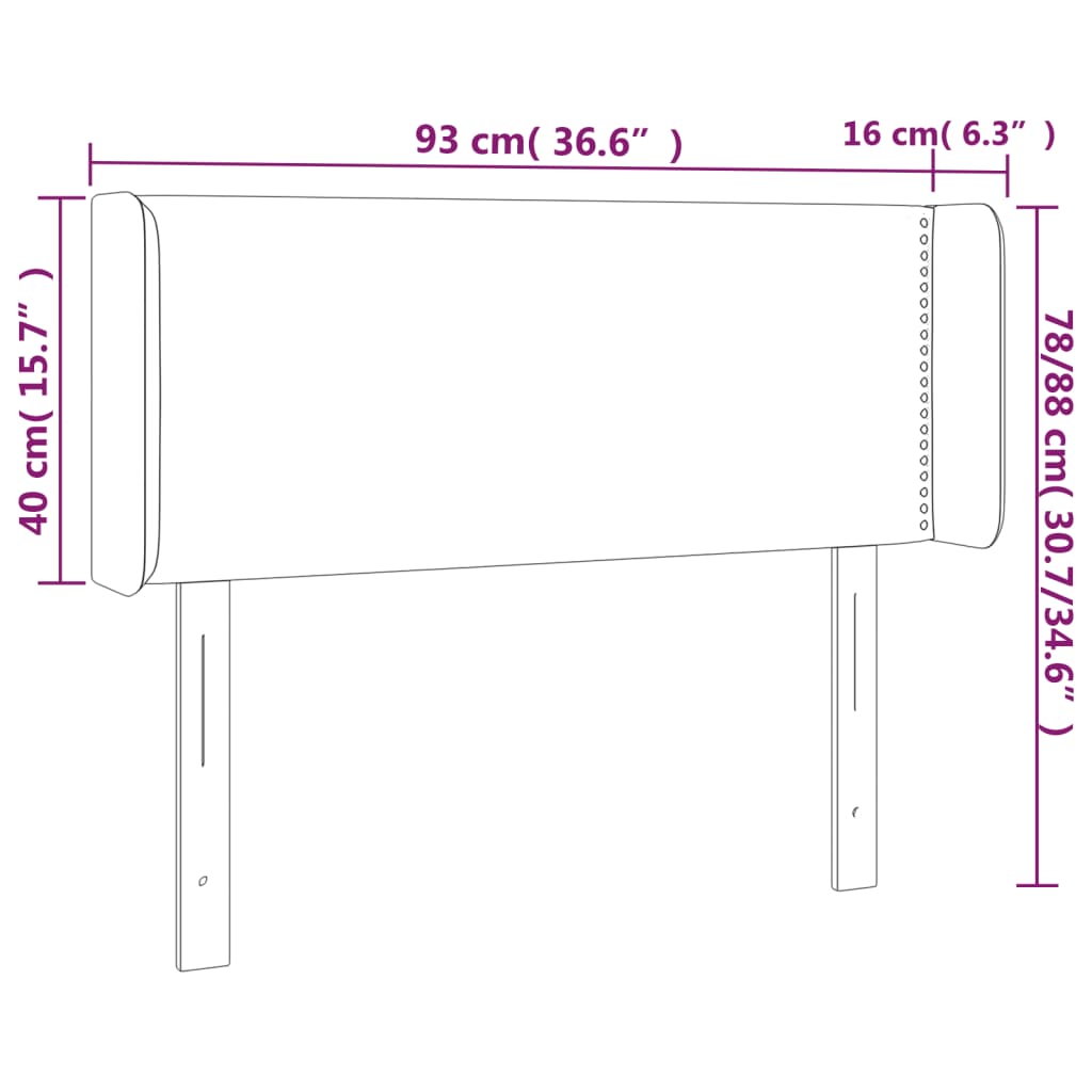 Hoofdbord LED 93x16x78/88 cm fluweel zwart – afbeelding 6
