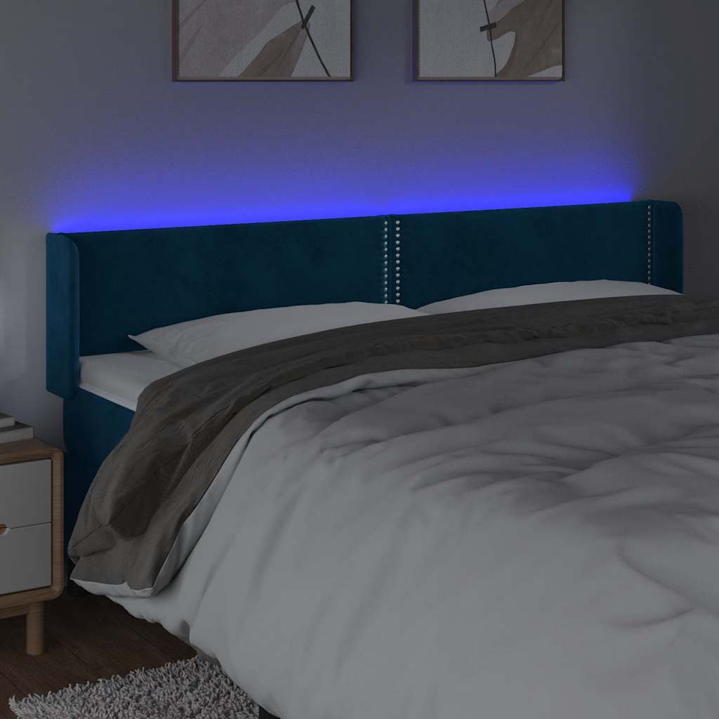 Hoofdbord LED 183x16x78/88 cm fluweel donkerblauw – afbeelding 4