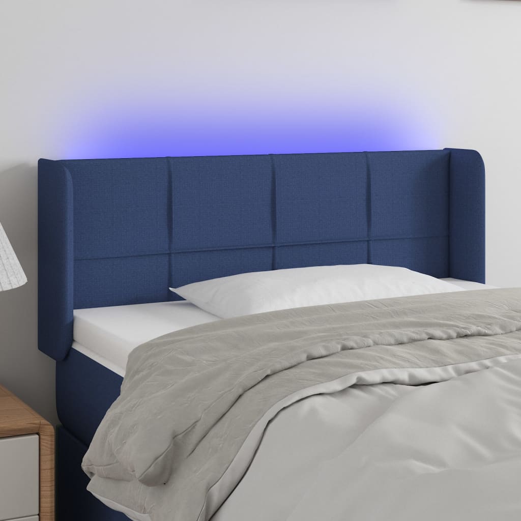Hoofdbord LED 93x16x78/88 cm stof blauw – afbeelding 1