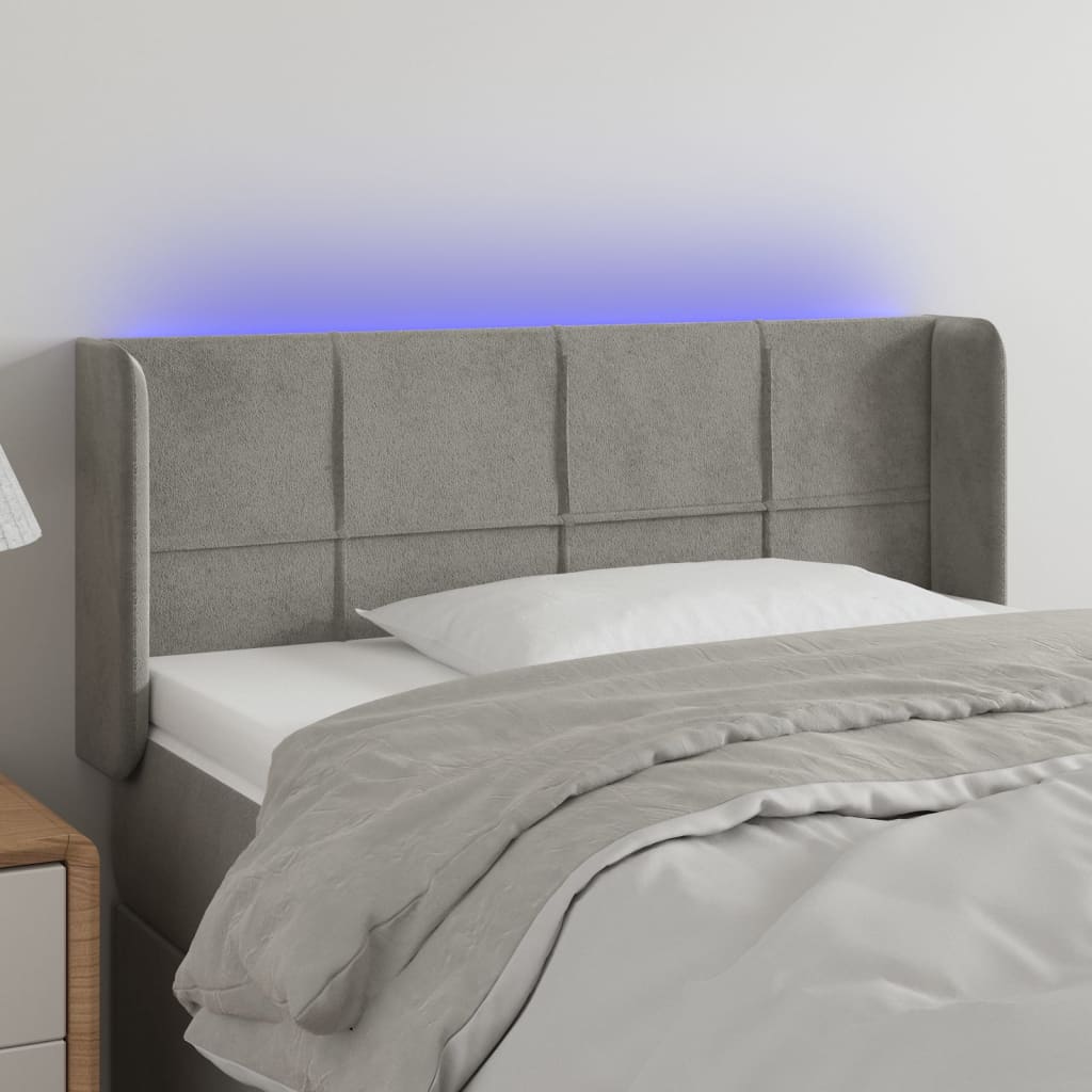 Hoofdbord LED 83x16x78/88 cm fluweel lichtgrijs – afbeelding 1