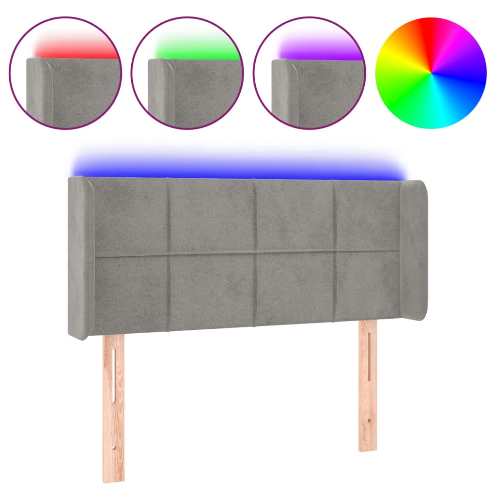 Hoofdbord LED 83x16x78/88 cm fluweel lichtgrijs – afbeelding 2