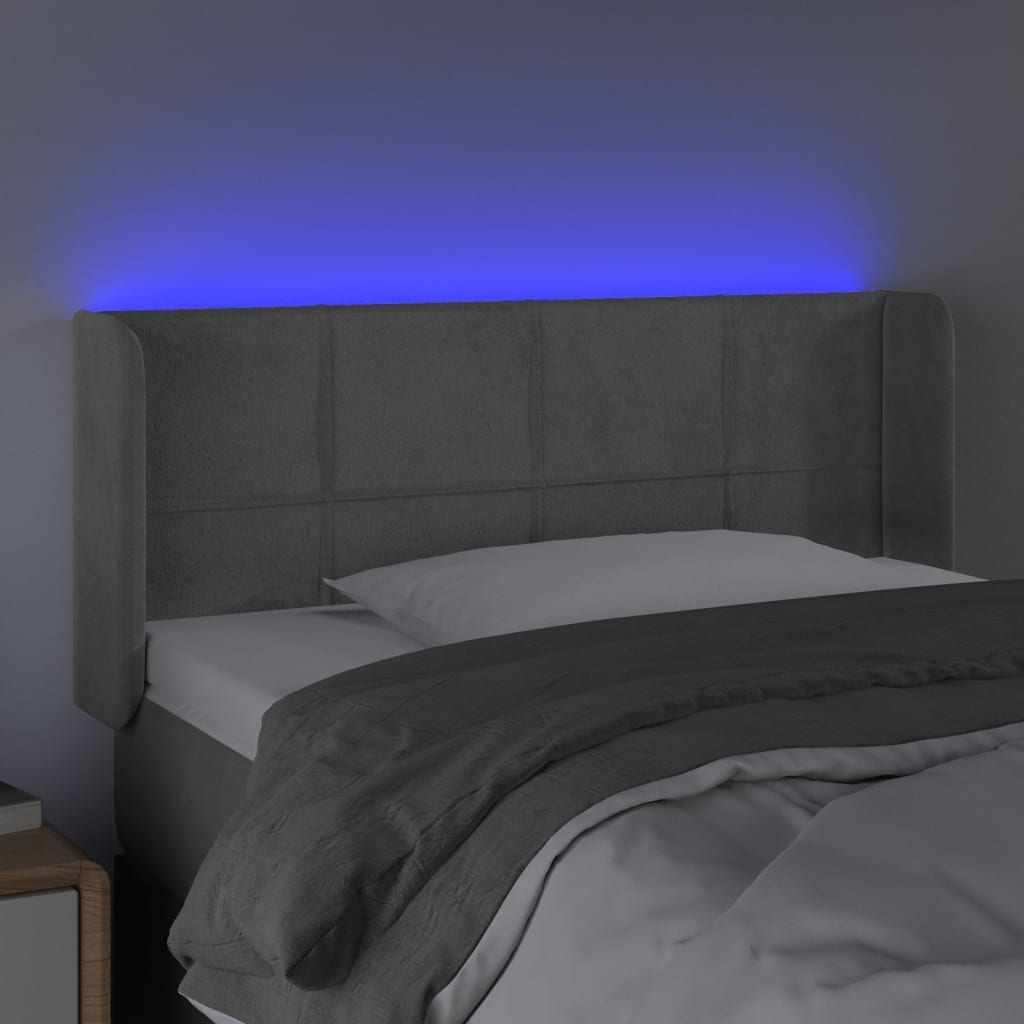 Hoofdbord LED 83x16x78/88 cm fluweel lichtgrijs – afbeelding 4