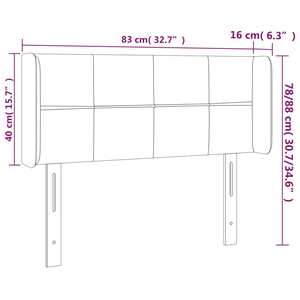 Hoofdbord LED 83x16x78/88 cm fluweel lichtgrijs – afbeelding 6