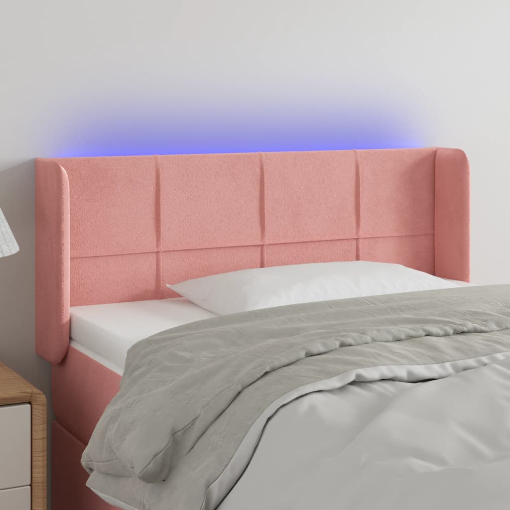 Hoofdbord LED 83x16x78/88 cm fluweel roze – afbeelding 1