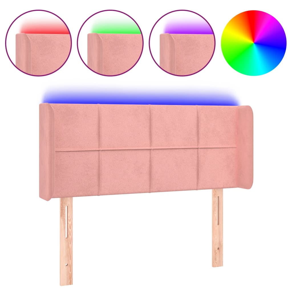 Hoofdbord LED 83x16x78/88 cm fluweel roze – afbeelding 2