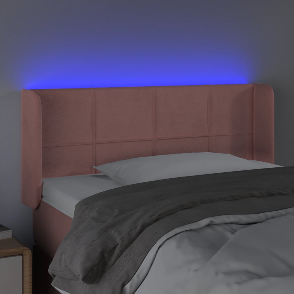 Hoofdbord LED 83x16x78/88 cm fluweel roze – afbeelding 4