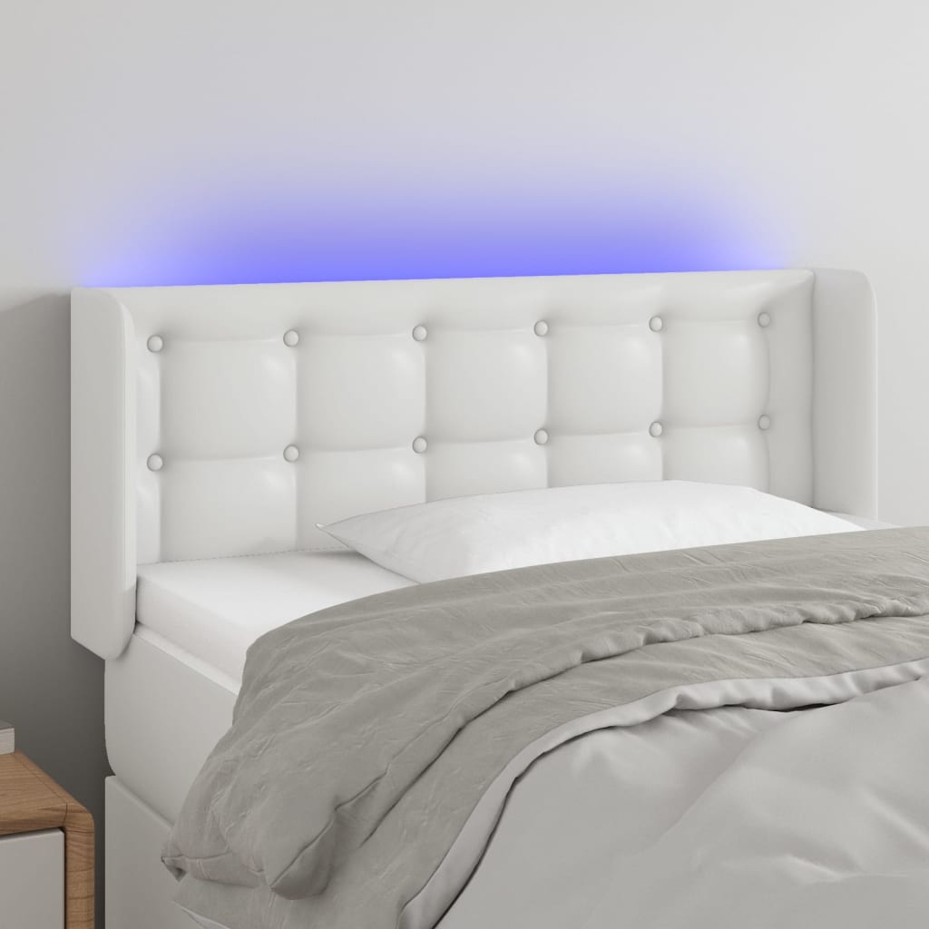 Hoofdbord LED 83x16x78/88 cm kunstleer wit
