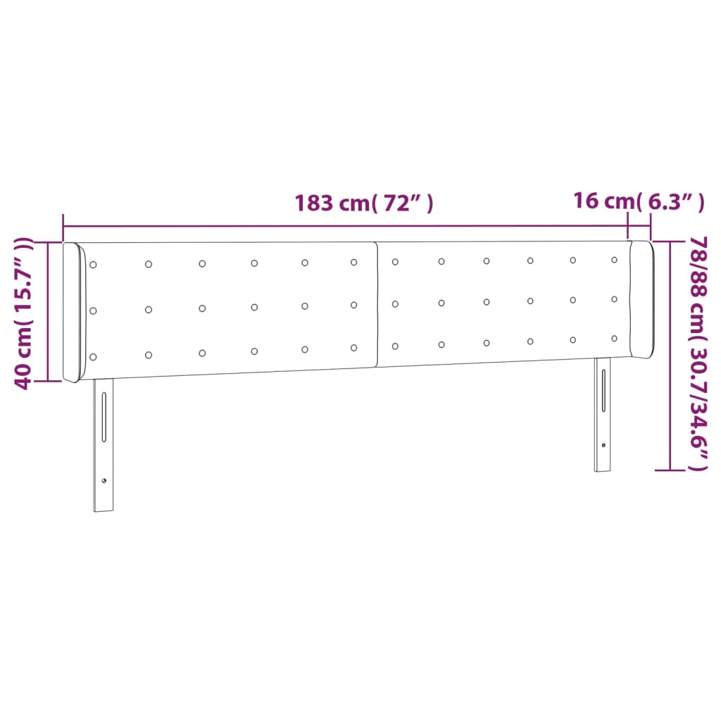 Hoofdbord LED 183x16x78/88 cm kunstleer crèmekleurig – afbeelding 6