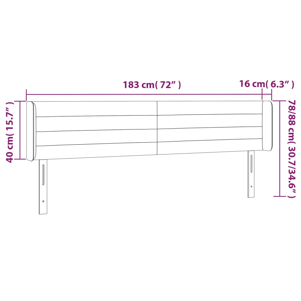 Hoofdbord LED 183x16x78/88 cm stof blauw – afbeelding 6