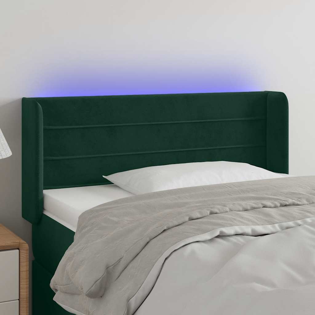Hoofdbord LED 103x16x78/88 cm fluweel donkergroen – afbeelding 1