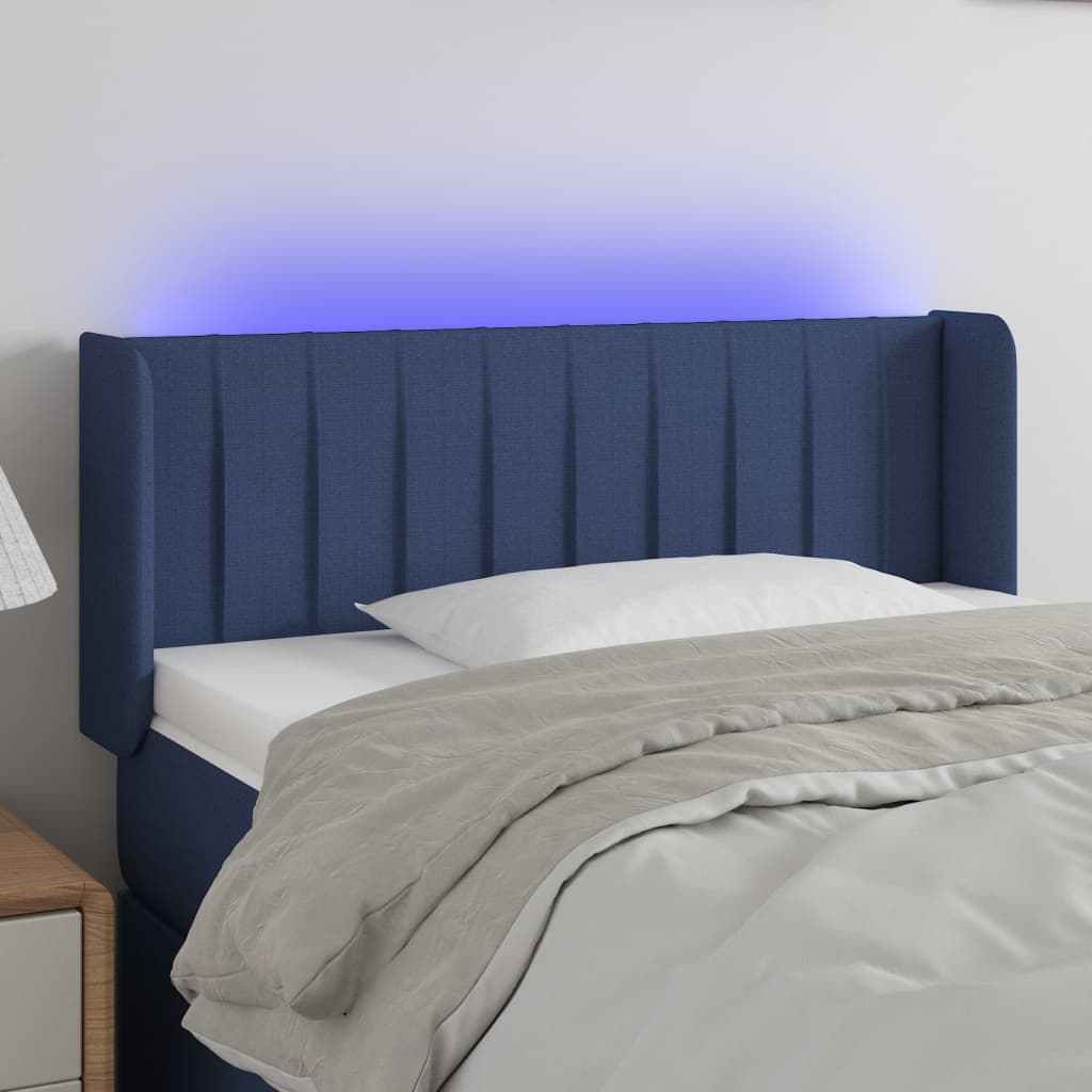 Hoofdbord LED 83x16x78/88 cm stof blauw – afbeelding 1