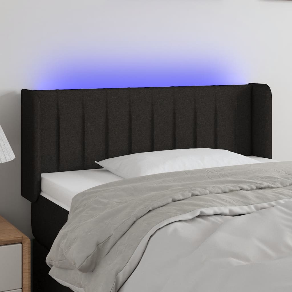 Hoofdbord LED 93x16x78/88 cm stof zwart – afbeelding 1