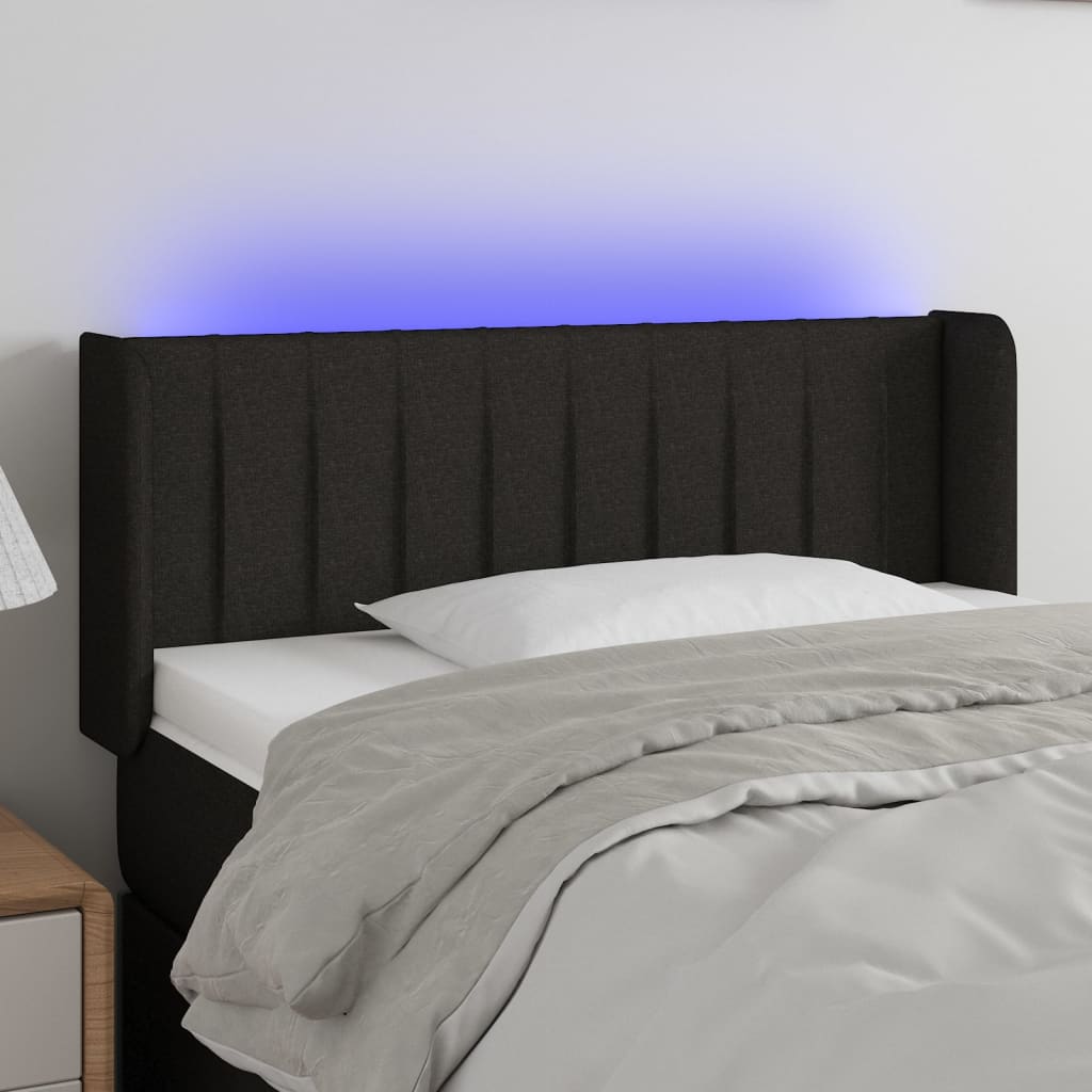 Hoofdbord LED 103x16x78/88 cm stof zwart – afbeelding 1