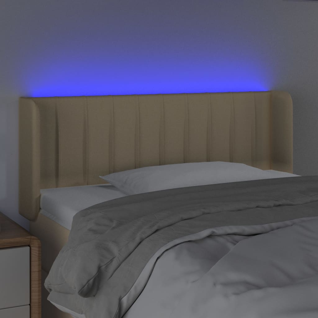 Hoofdbord LED 103x16x78/88 cm stof crèmekleurig – afbeelding 4