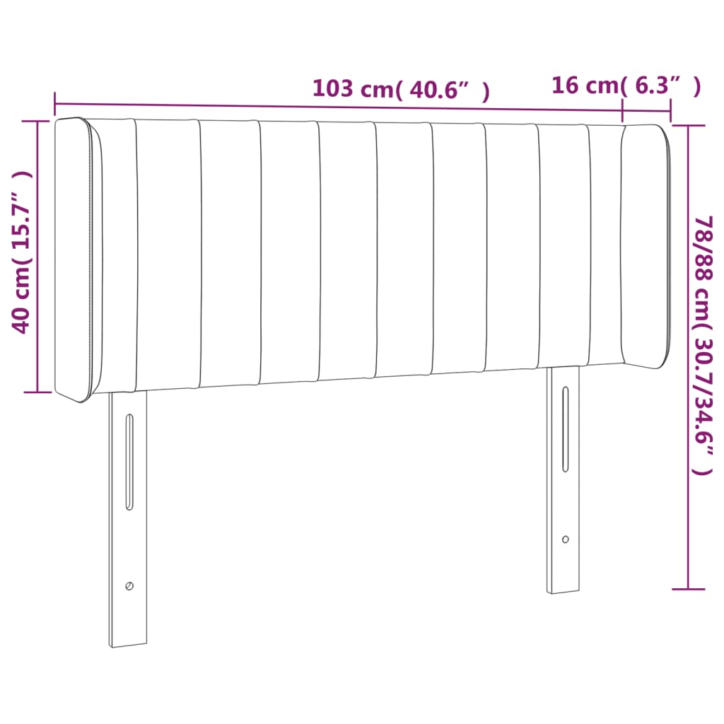 Hoofdbord LED 103x16x78/88 cm stof crèmekleurig – afbeelding 6