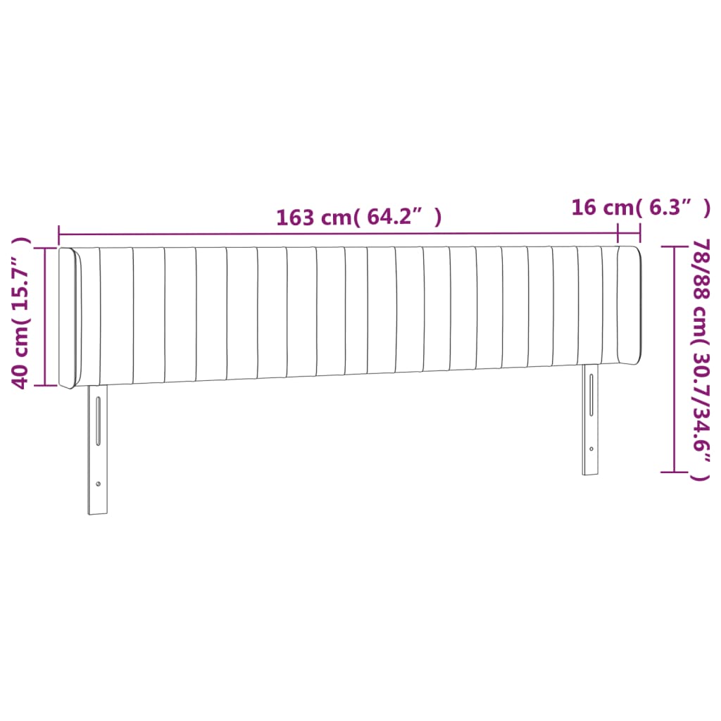 Hoofdbord LED 163x16x78/88 cm stof crèmekleurig – afbeelding 6