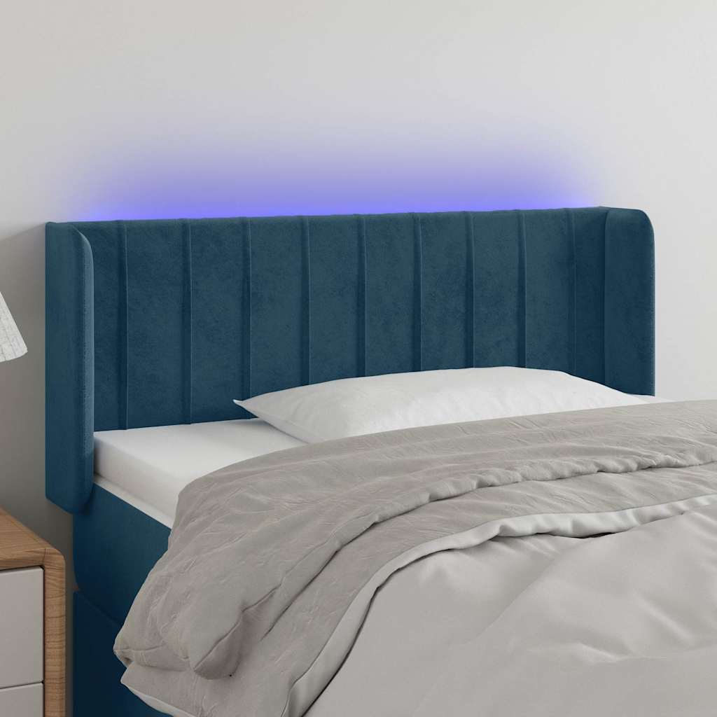 Hoofdbord LED 83x16x78/88 cm fluweel donkergroen – afbeelding 1