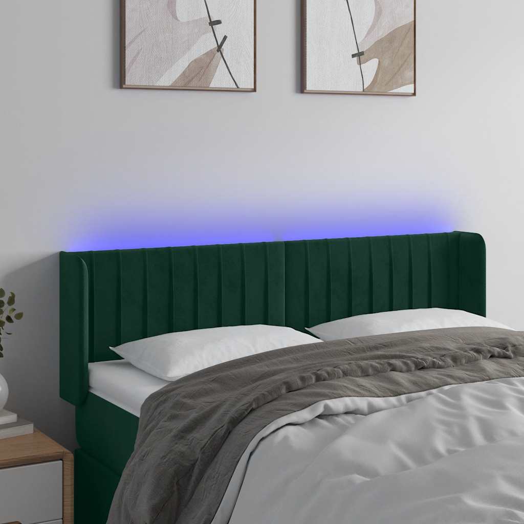 Hoofdbord LED 147x16x78/88 cm fluweel donkergroen