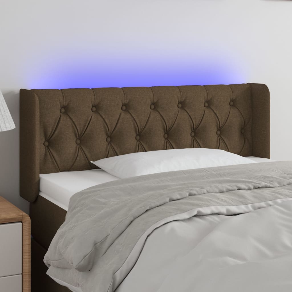 Hoofdbord LED 93x16x78/88 cm stof donkerbruin – afbeelding 1