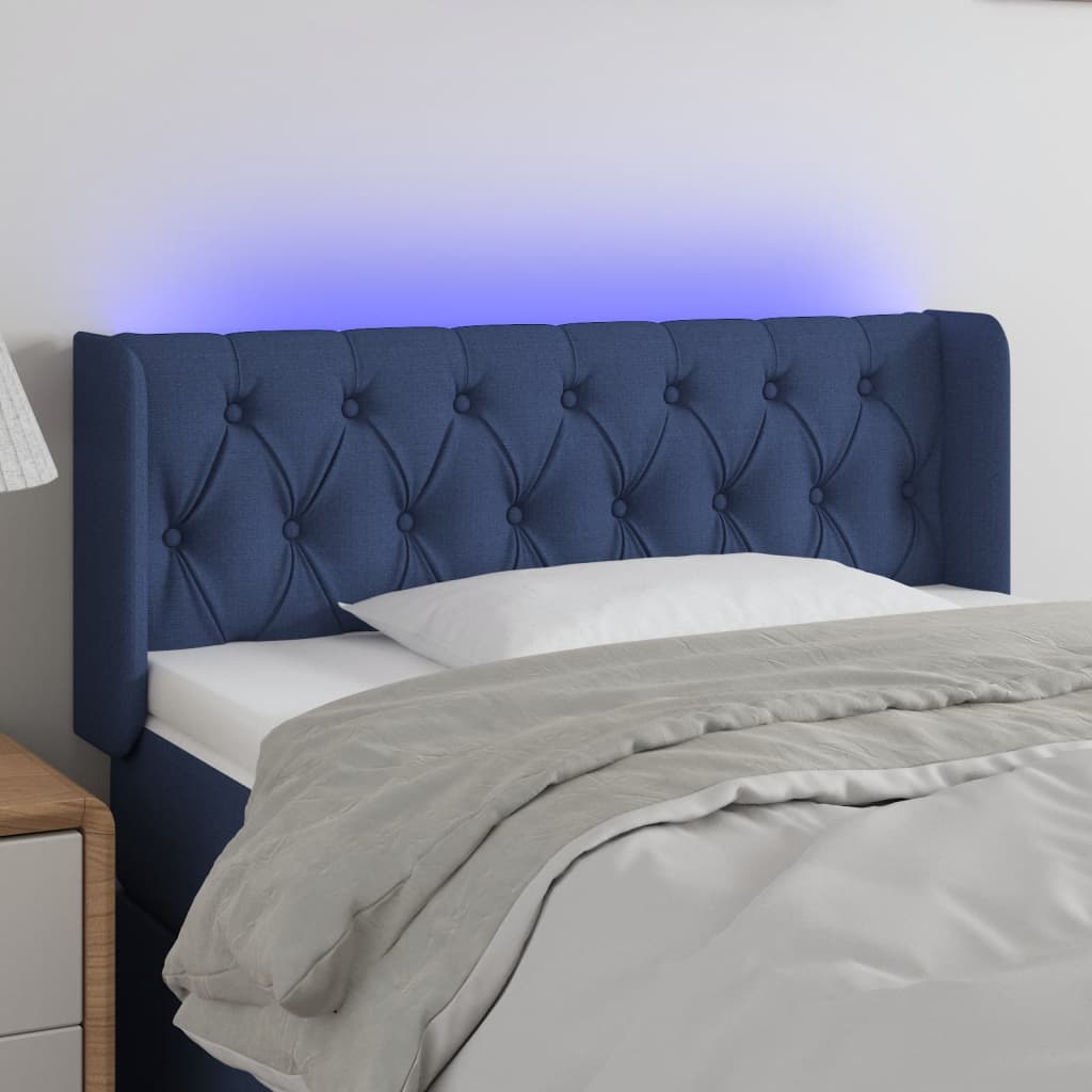 Hoofdbord LED 93x16x78/88 cm stof blauw