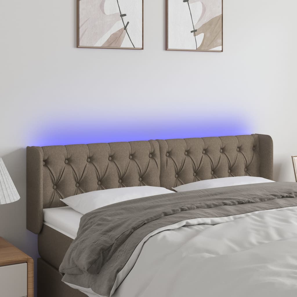 Hoofdbord LED 163x16x78/88 cm stof taupe – afbeelding 1